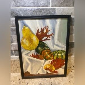 Vintage 13‎ X 10 Fall Themed Painting Signed